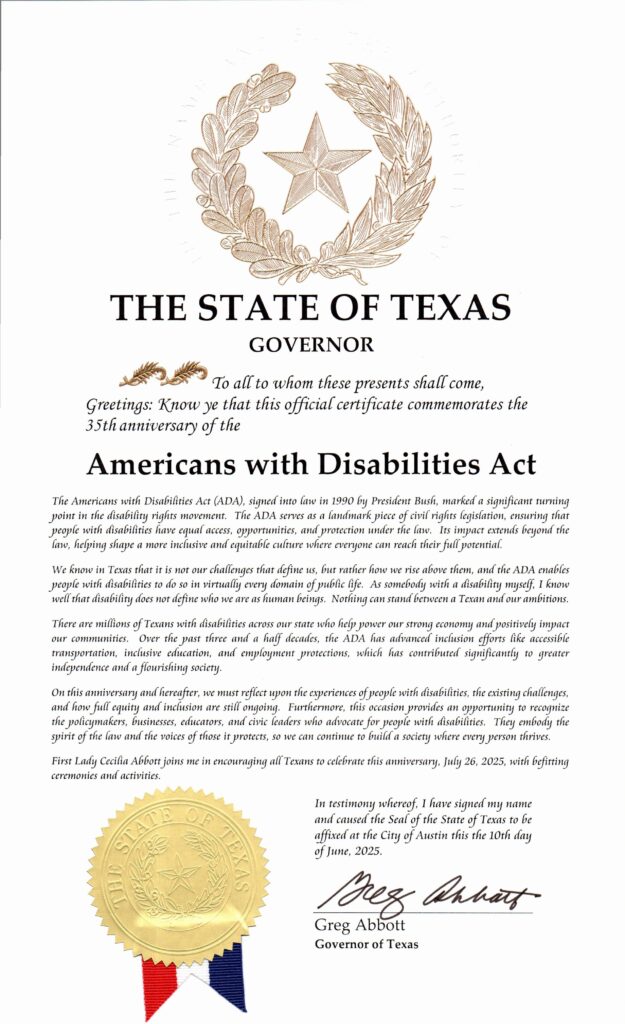 35 ada state of texas proclamation